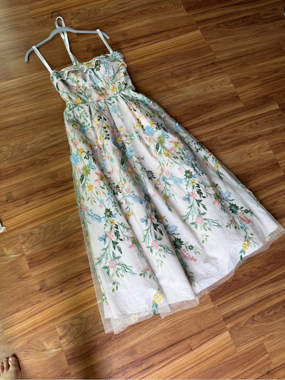 Floral Embroidered Pink Midi Gown - Picture 10 of 10